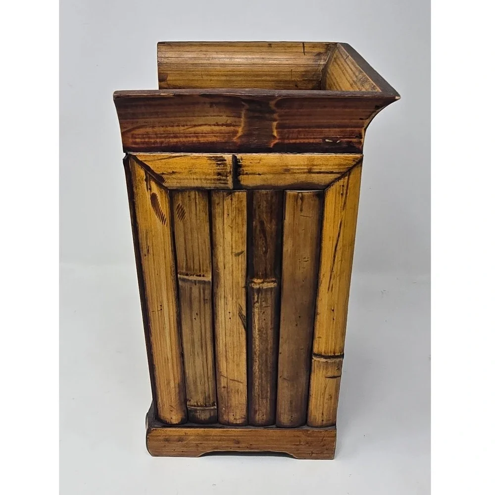 Vtg Rattan mini chest two drawer storage bamboo boho organizer costal tiki decor